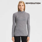 REWOOLUTION - 【Rewoolution】女 BAKKI 180g小高領長袖上衣(霧灰) 美麗諾羊毛 控溫 小高領長袖 羊毛衣 底層衣 登山 吸濕排汗|EB2WC70893