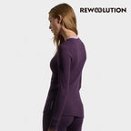 REWOOLUTION - 【Rewoolution】女 LILY 180g長袖T恤(深紫紅) 美麗諾羊毛 控溫 圓領長袖 羊毛衣 T恤 登山吸濕排汗|EB2WC70778