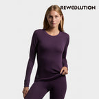 REWOOLUTION - 【Rewoolution】女 LILY 180g長袖T恤(深紫紅) 美麗諾羊毛 控溫 圓領長袖 羊毛衣 T恤 登山吸濕排汗|EB2WC70778