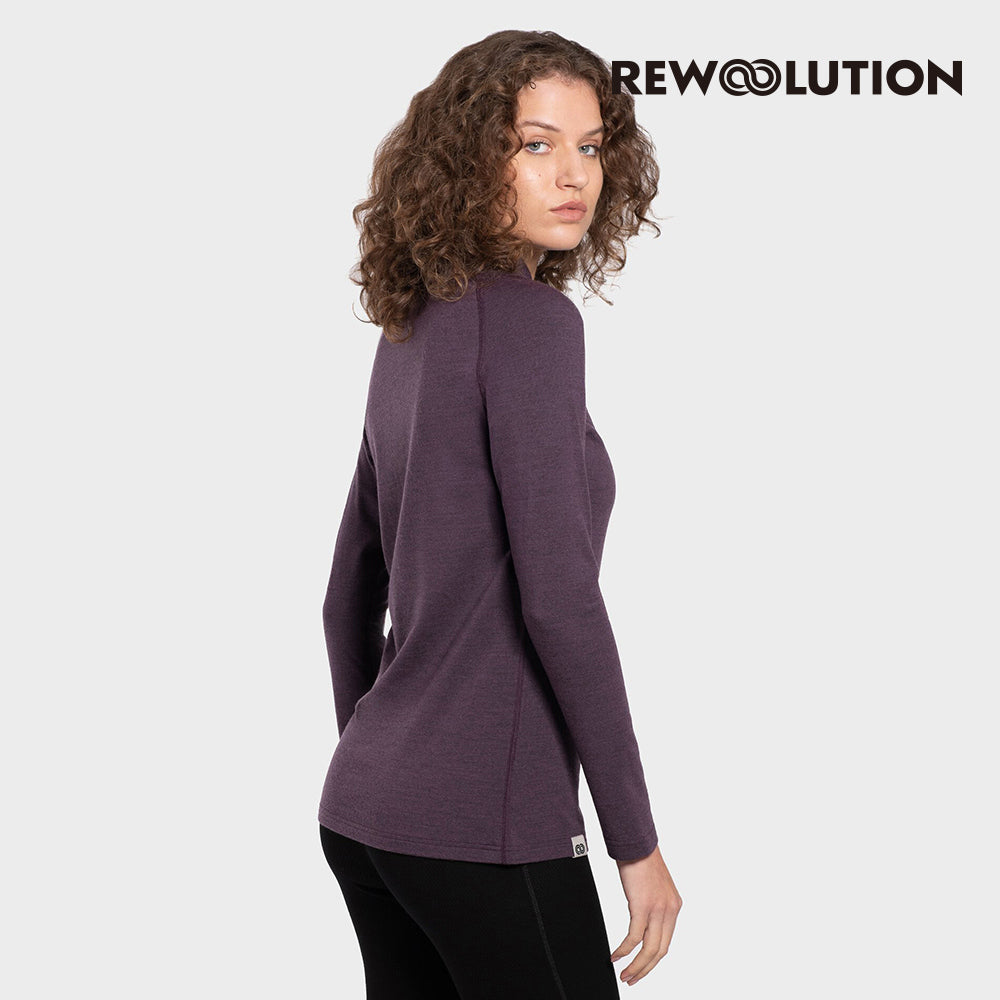 REWOOLUTION - 【Rewoolution】女 SEFTON 230g長袖半開襟(葡萄紫)羊毛衣 半開襟 登山必備 吸濕排汗|DB2WC905|M1W0432J23
