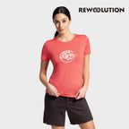 REWOOLUTION - 【Rewoolution】女 WHETU 140g短袖印花T恤(落日珊瑚)美麗諾羊毛 印花設計 短T|EB1WC516|M1W010RJ14