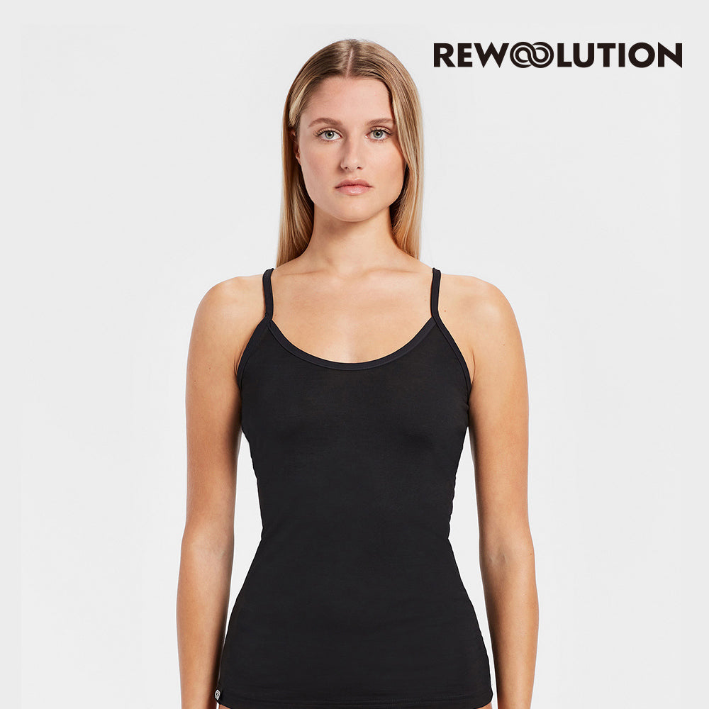 REWOOLUTION - 【Rewoolution】女 DREW 140g背心(黑色)美麗諾羊毛 萊卡 底層衣 女背心 |EB1WU505|M1W2000J14