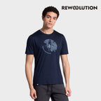REWOOLUTION - 【Rewoolution】男 WAKA 140g短袖印花T恤(海軍藍)美麗諾羊毛 抑菌抗臭 獨木舟 印花圖騰 短T|EB1MC516|M1M011DJ14