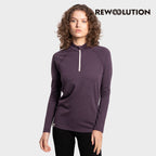 REWOOLUTION - 【Rewoolution】女 SEFTON 230g長袖半開襟(葡萄紫)羊毛衣 半開襟 登山必備 吸濕排汗|DB2WC905|M1W0432J23