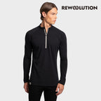 REWOOLUTION - 【Rewoolution】男 SILBERHORN 230g長袖半開襟(黑色)-法蘭絨 羊毛衣 登山 半開襟|DB2MC905|M1M0440J23