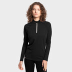 REWOOLUTION - 【Rewoolution】女 SEFTON 230g長袖半開襟(黑色)羊毛衣 半開襟 登山必備 吸濕排汗|EB2WC90595