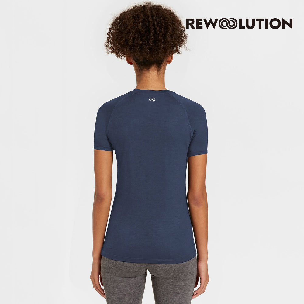 REWOOLUTION - 【Rewoolution】女 ALI 190g短袖T恤(海藍)羊毛衣 T恤 登山必備 吸濕排汗|EB1WC50255