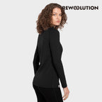 REWOOLUTION - 【Rewoolution】女 SEFTON 230g長袖半開襟(黑色)羊毛衣 半開襟 登山必備 吸濕排汗|EB2WC90595
