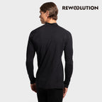 REWOOLUTION - 【Rewoolution】男 SILBERHORN 230g長袖半開襟(黑色)-法蘭絨 羊毛衣 登山 半開襟|DB2MC905|M1M0440J23