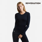 REWOOLUTION - 【Rewoolution】女 LILY 180g長袖T恤(海軍藍) 美麗諾羊毛 控溫 圓領長袖 羊毛衣 T恤 登山吸濕排汗|EB2WC70372