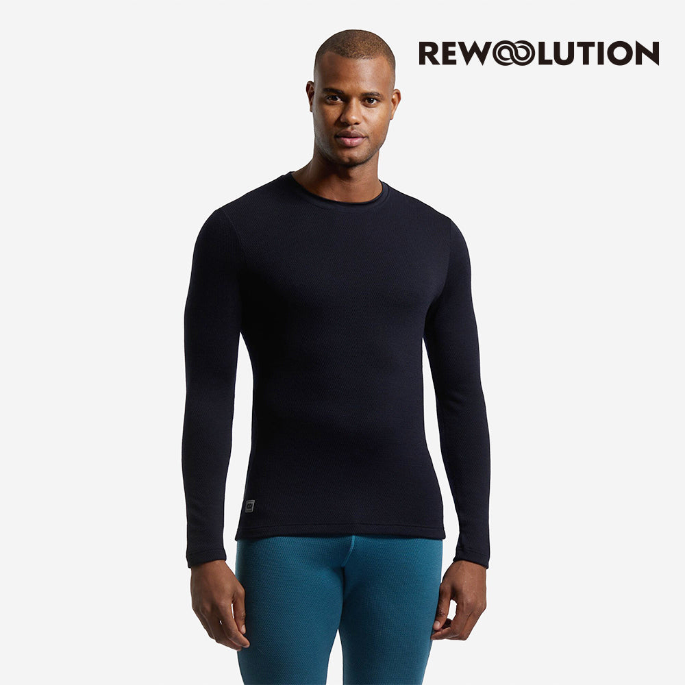REWOOLUTION - 【Rewoolution】男 DENZEL 180g長袖T恤(海軍藍) 羊毛衣 登山必備 圓領 底層衣 合身版型| EB2MC70556
