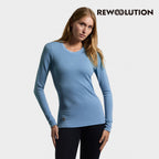 REWOOLUTION - 【Rewoolution】女 LILY 180g長袖T恤(島嶼天堂藍) 美麗諾羊毛 控溫 圓領長袖 羊毛衣 T恤 登山吸濕排汗|EB2WC70372