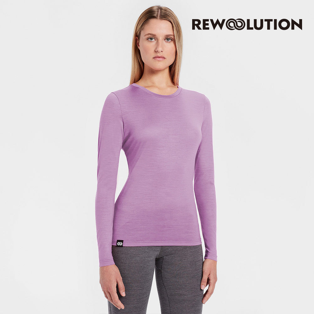 REWOOLUTION - 【Rewoolution】女 BERRY 140g長袖T恤 (木槿紫) 羊毛衣 T恤 登山必備 吸濕排汗|EB2WC71172