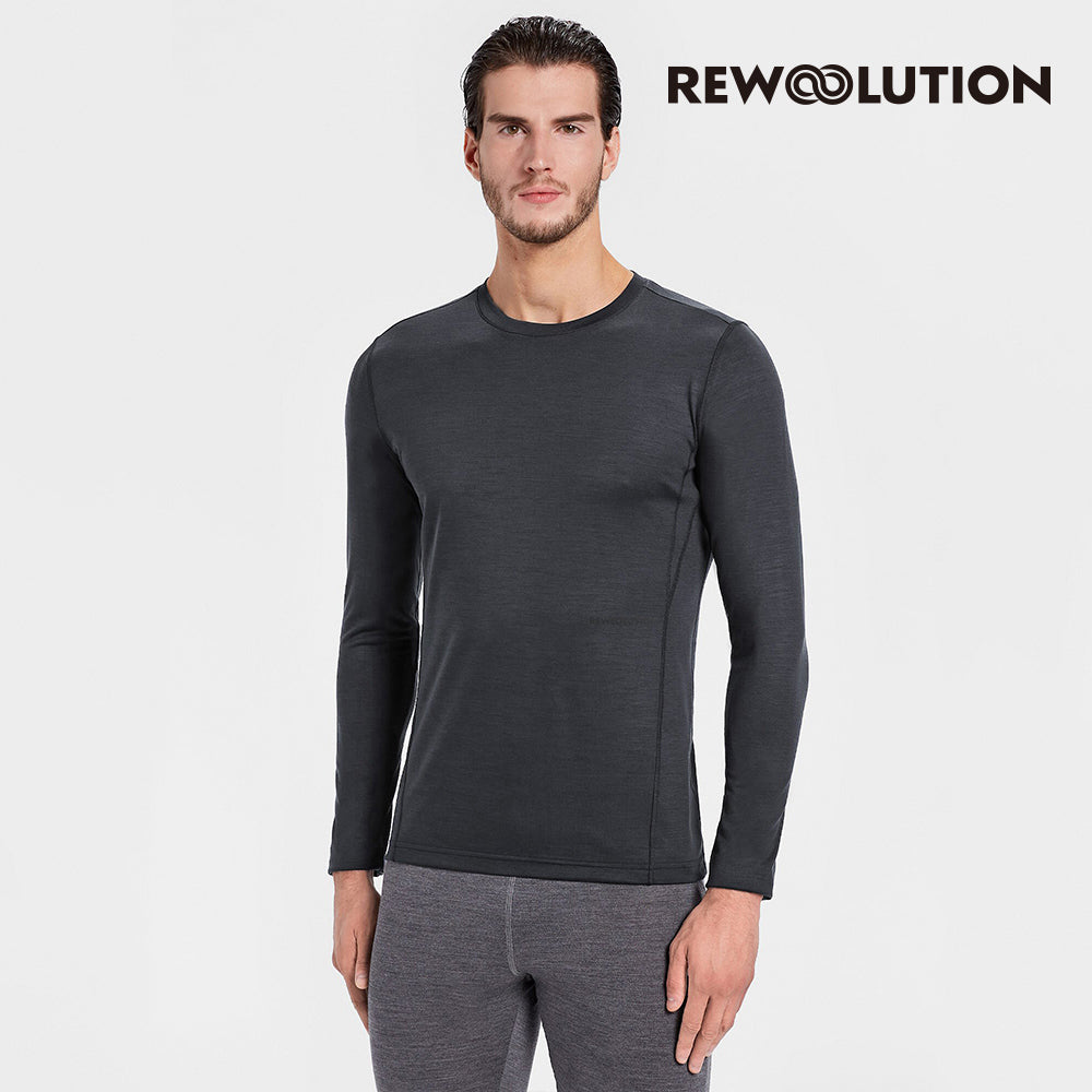 REWOOLUTION - 【Rewoolution】男 EXPLORER 190g長袖T恤(隕石灰) 羊毛衣 登山必備 底層衣 合身版型| EB2MC70493