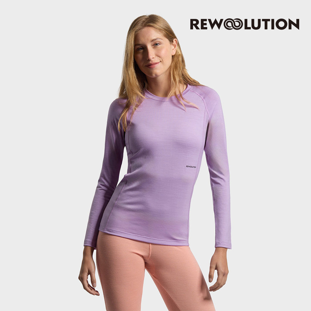REWOOLUTION - 【Rewoolution】女 WIKI 190g長袖T恤(木槿紫)羊毛衣 T恤 登山必備 吸濕排汗|EB2WC70372