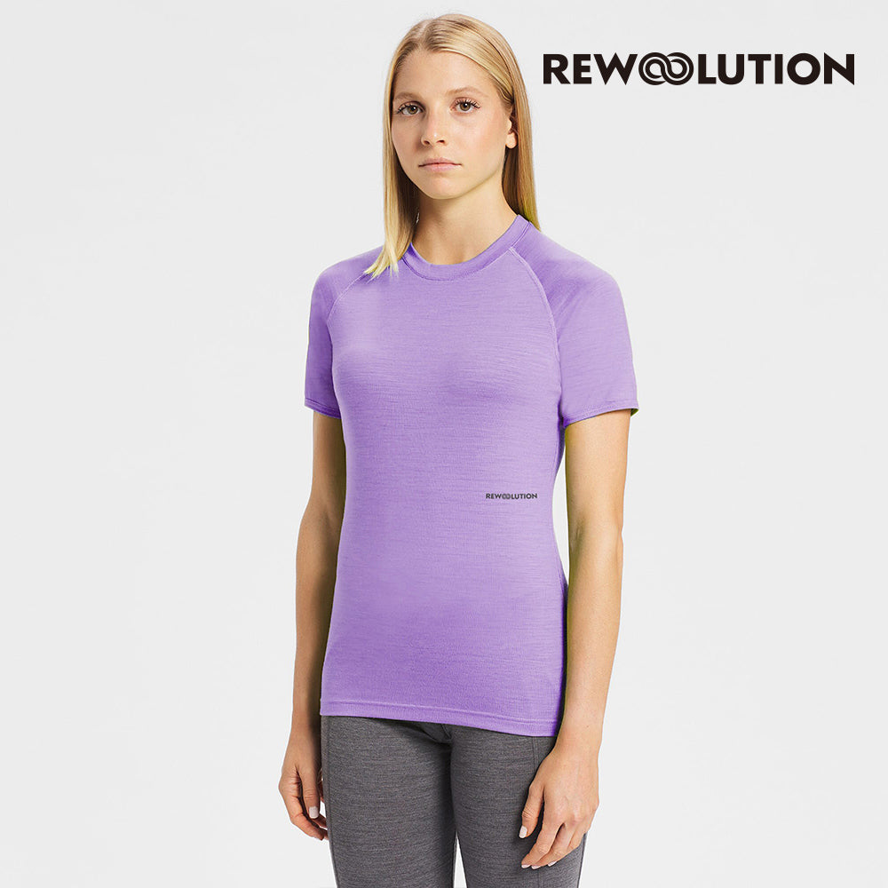 REWOOLUTION - 【Rewoolution】女 ALI 190g短袖T恤(木槿紫)羊毛衣 T恤 登山必備 吸濕排汗|EB2WC50272