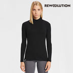 REWOOLUTION - 【Rewoolution】女 BAKKI 180g小高領長袖上衣(黑色) 美麗諾羊毛 控溫 小高領長袖 羊毛衣 底層衣 登山 吸濕排汗|EB2WC70895