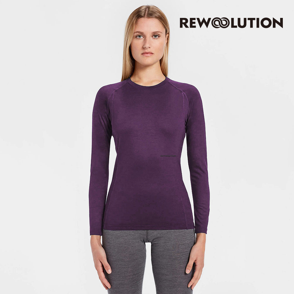 REWOOLUTION - 【Rewoolution】女 WIKI 190g長袖T恤(深紫紅)羊毛衣 T恤 登山必備 吸濕排汗|EB2WC70378