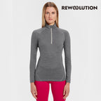 REWOOLUTION - 【Rewoolution】女 LINDSEY 190g長袖半開襟(霧灰) 美麗諾羊毛 保暖 立領 半開襟長袖 保暖衣 天然抗臭 登山必備|EB2WC90294