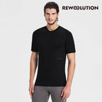 REWOOLUTION - 【Rewoolution】男 HERO 140g短袖T恤(黑色)短袖T恤 登山羊毛衣 男T恤 |EB2MC50395