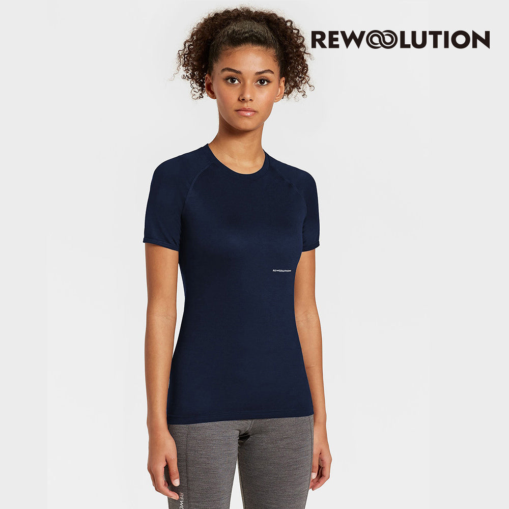 REWOOLUTION - 【Rewoolution】女 ALI 190g短袖T恤(海軍藍)羊毛衣 T恤 登山必備 吸濕排汗|EB2WC50256