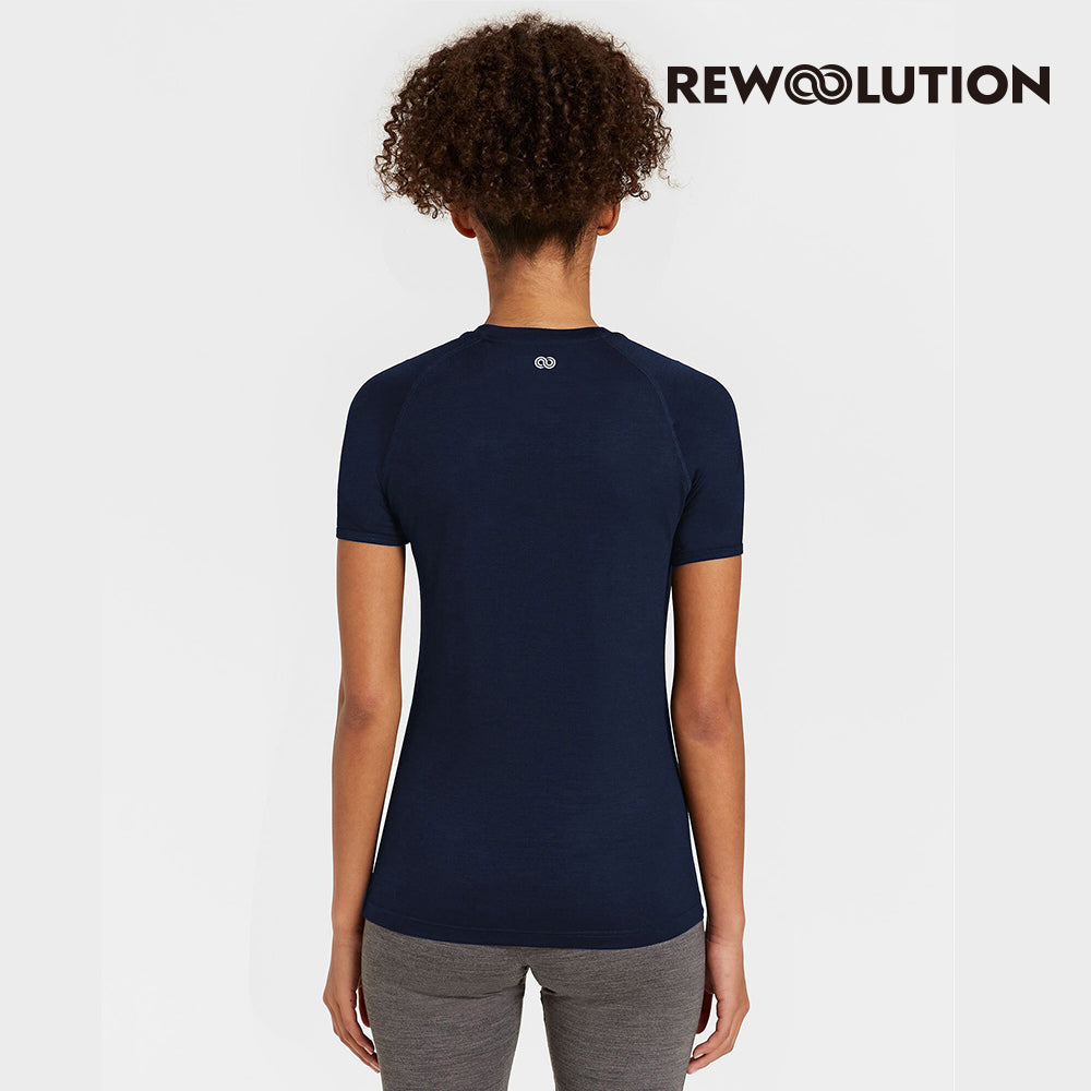 REWOOLUTION - 【Rewoolution】女 ALI 190g短袖T恤(海軍藍)羊毛衣 T恤 登山必備 吸濕排汗|EB2WC50256
