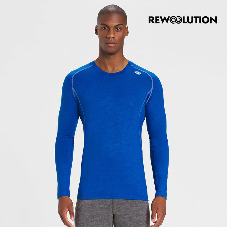 REWOOLUTION - 【Rewoolution】男 TOMMY 140g長袖T恤(寶藍)羊毛衣 登山必備 吸排|MC70156|M1M0200J14