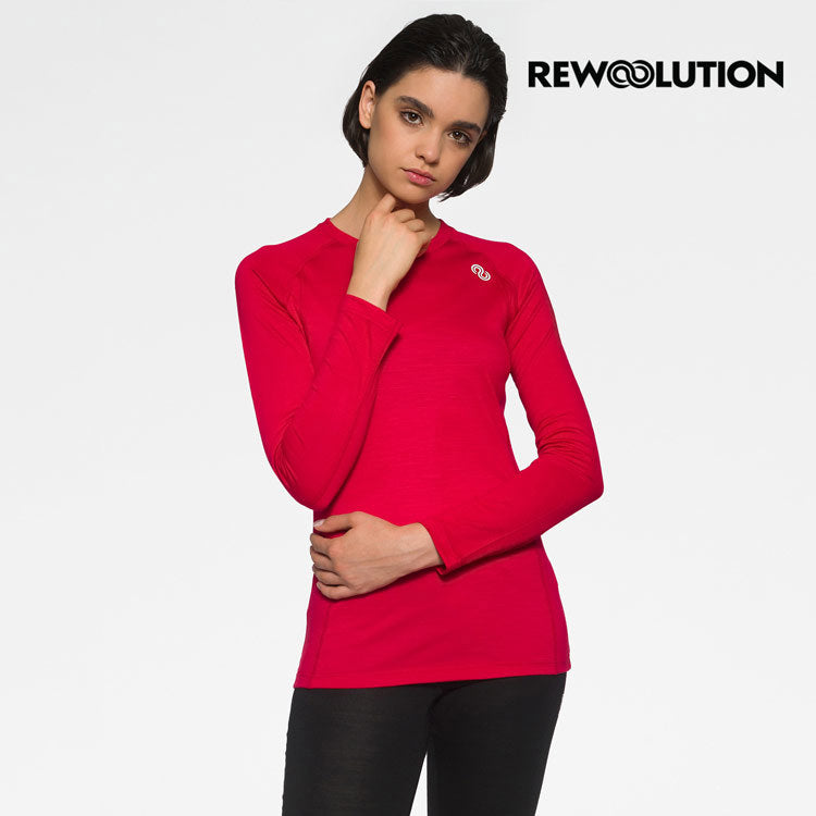 REWOOLUTION - 【Rewoolution】女 WIKI 190g長袖T恤(寶石紅)羊毛衣 T恤 登山必備 吸濕排汗|WC70305|M1 W0200 J19