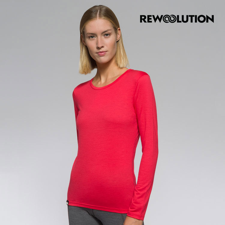 REWOOLUTION - 【Rewoolution】女 BERRY 140g長袖T恤(玫紅) 羊毛衣 T恤 登山必備 吸濕排汗|WC71103|M1 W0225 J14