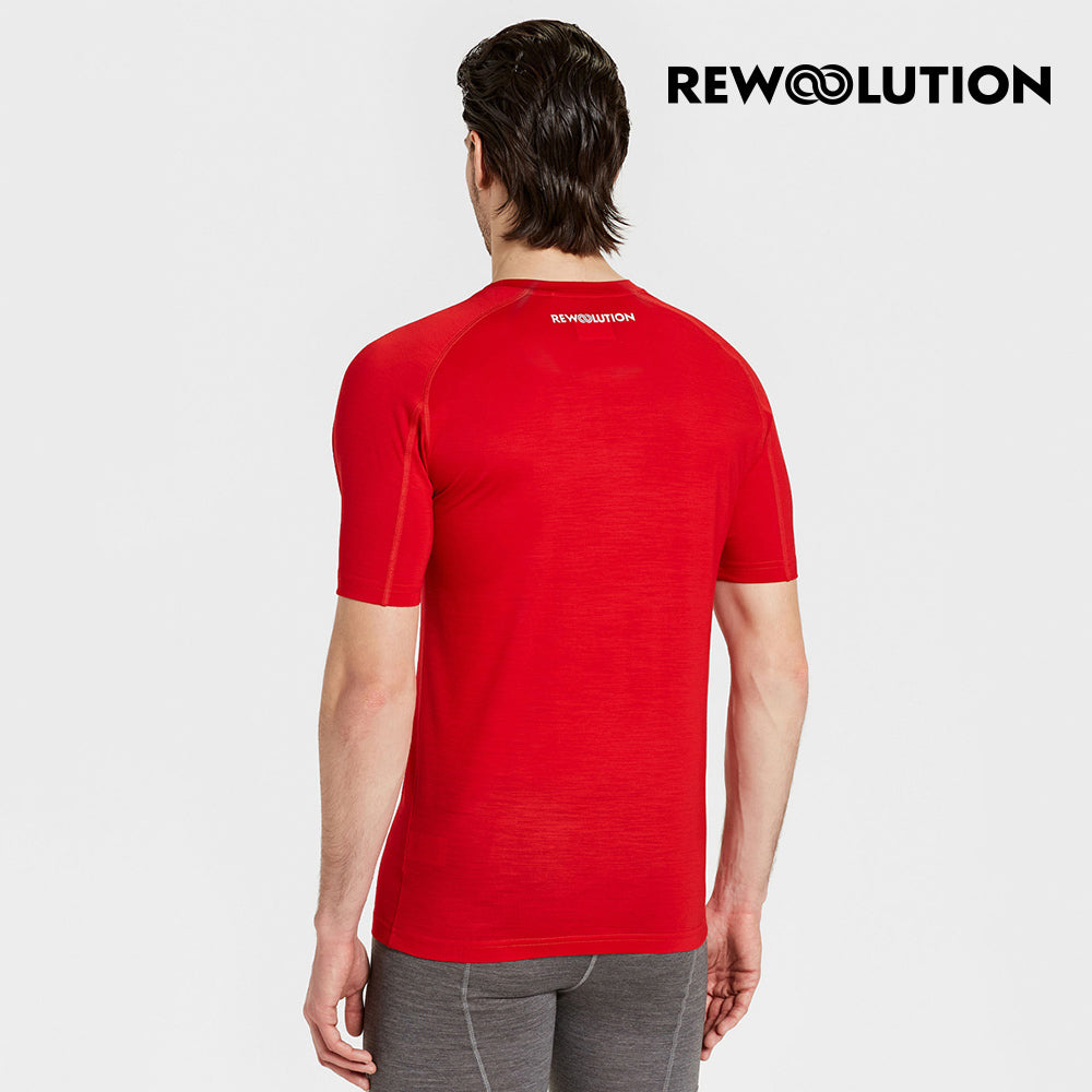 REWOOLUTION - 【Rewoolution】男 HERO 140g短袖T恤(火焰紅) 羊毛衣 T恤 登山必備 吸濕排汗| REAB2MC50305