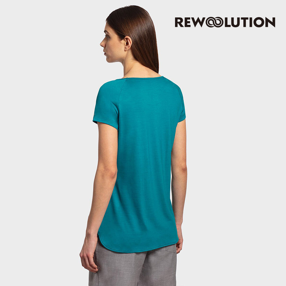 REWOOLUTION - 【Rewoolution】女 HOSHI 140g短袖印花T恤(翠綠)美麗諾羊毛 印花設計 短T 大圓領|DB1WC515|M1W010OJ14