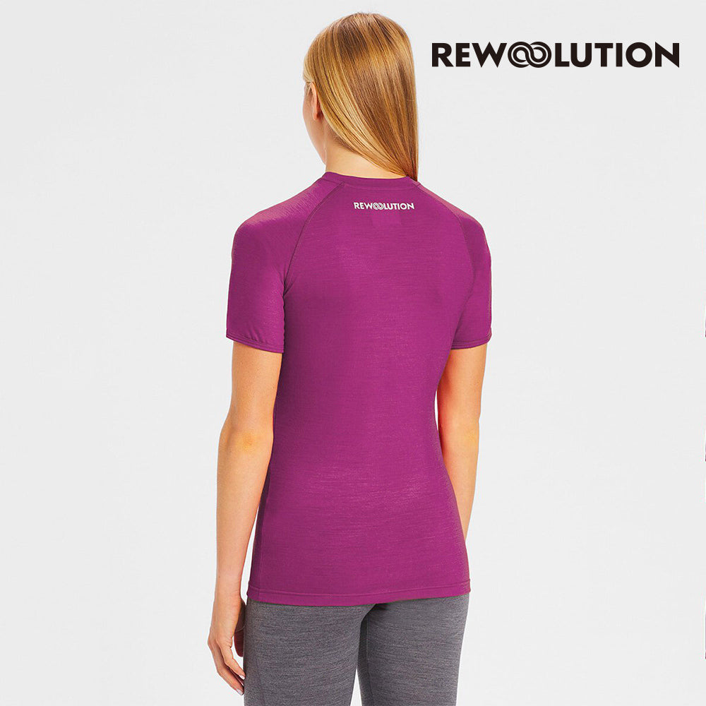 REWOOLUTION - 【Rewoolution】女 ALI 190g短袖T恤(梅洛紅)羊毛衣 T恤 登山必備 吸濕排汗|WC50207|M1W0100J19