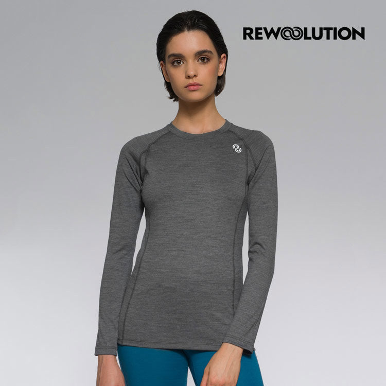 REWOOLUTION - 【Rewoolution】女 WIKI 190g長袖T恤(碳灰)-羊毛衣 T恤 登山必備 吸濕排汗|WC703|