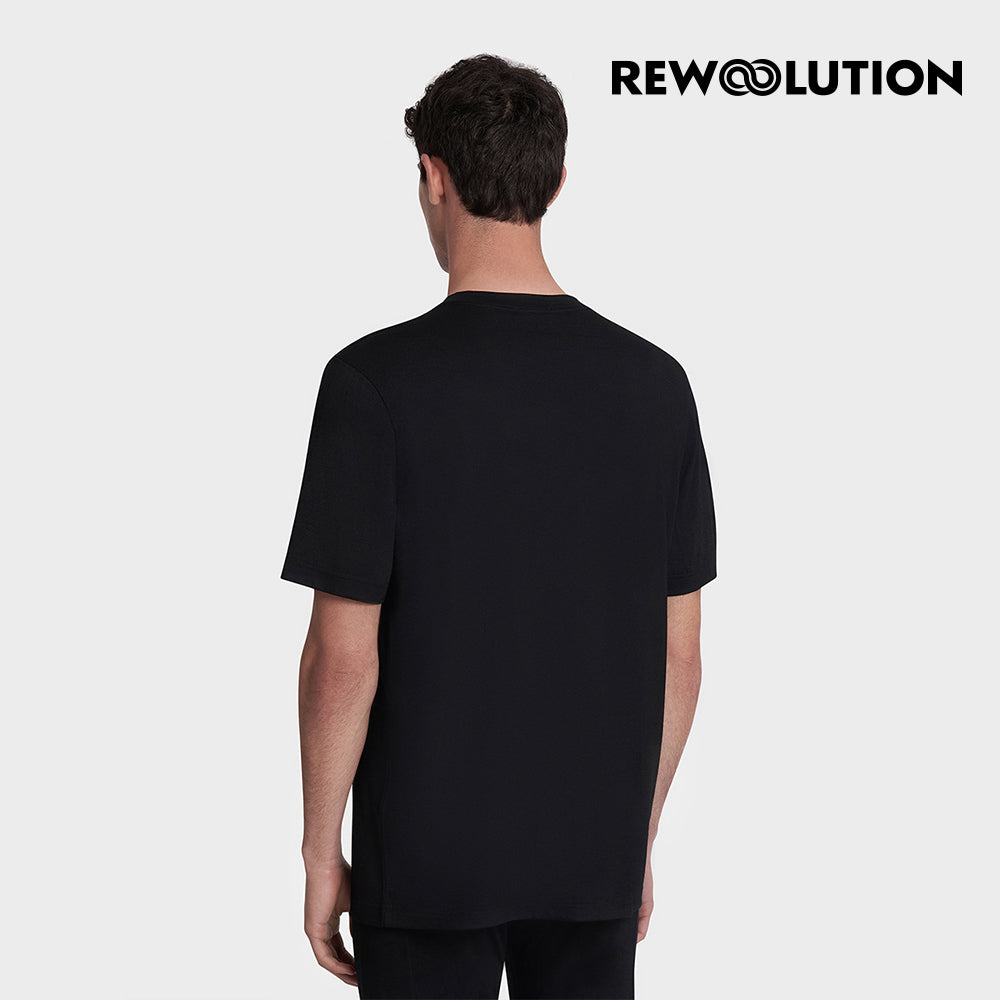REWOOLUTION - 【Rewoolution】男 REFLECTIONS 140g短袖印花T恤(黑色) 短袖羊毛衣|CB1MC513 M1M010SJ14