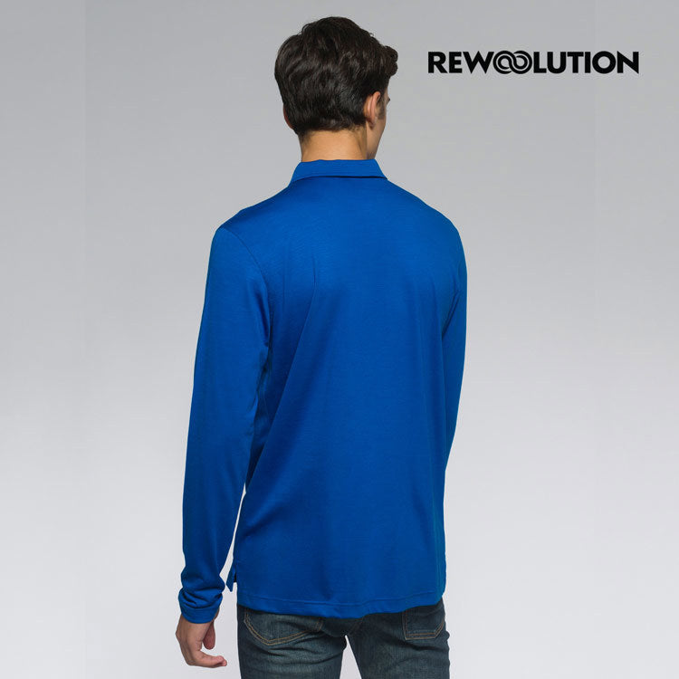REWOOLUTION - 【Rewoolution】男 INDY 190g長袖Polo衫(寶藍)羊毛衣 登山必備 吸排|  REJB2MC30155