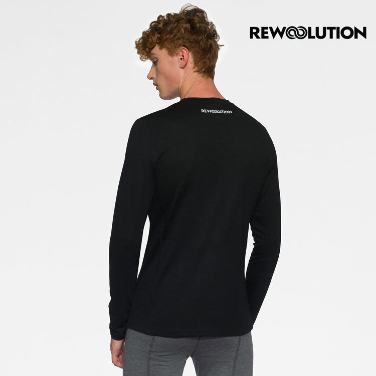 REWOOLUTION - 【Rewoolution】男 EXPLORER 190g長袖T恤(黑色) 羊毛衣 登山必備 底層衣 合身版型|MC70495