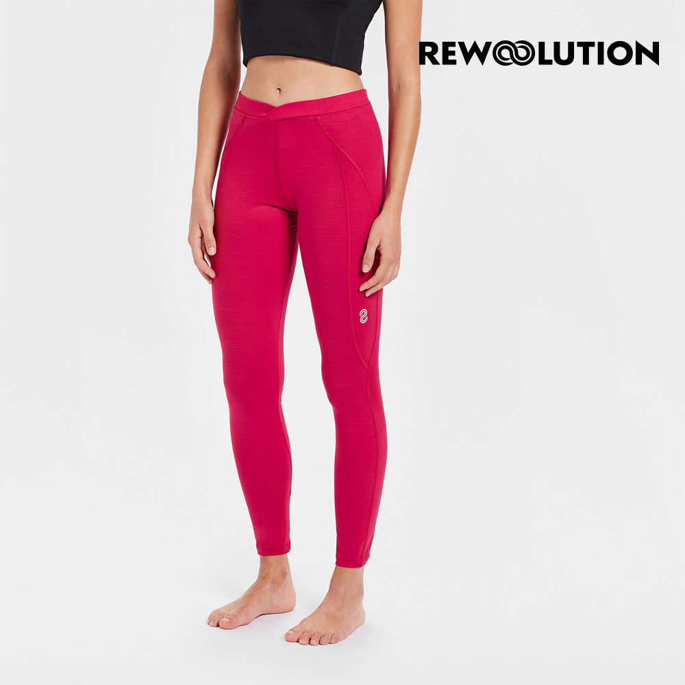 REWOOLUTION - 【Rewoolution】女 OLYMPIA 190g內搭褲(寶石紅) 羊毛褲 內搭 保暖褲 登山必備 吸濕排汗|REBB1WP50205