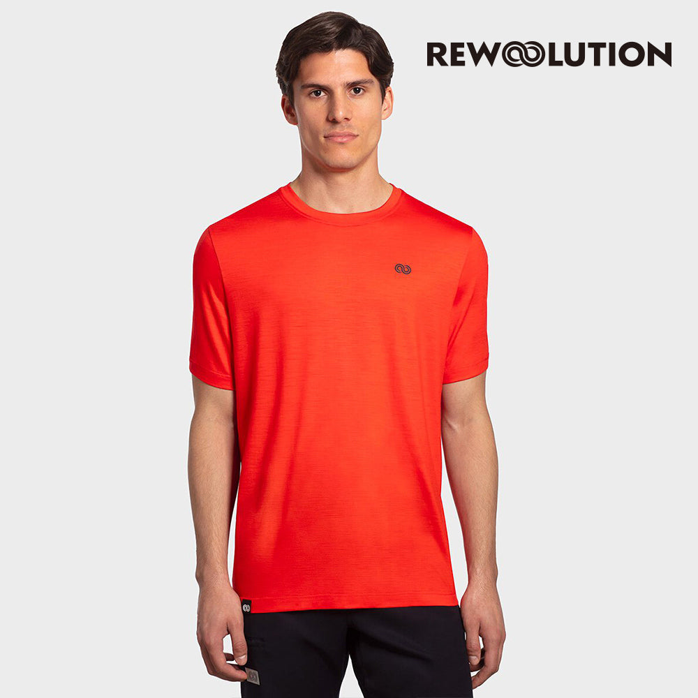 REWOOLUTION - 【Rewoolution】男 MARS 140g短袖印花T恤(焦赭色)羊毛衣 T恤 登山必備 吸濕排汗 印花設計|DB1MC513|M1M010VJ14