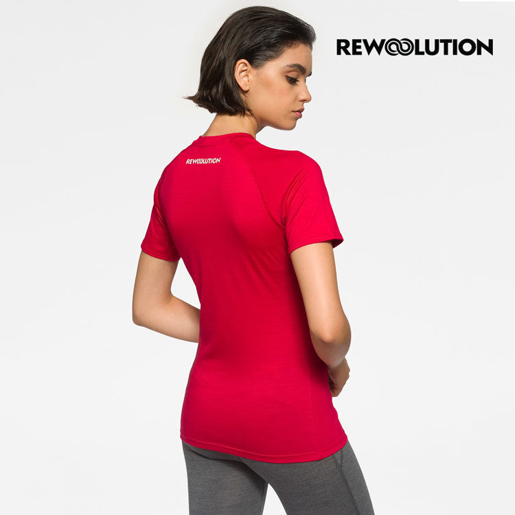 REWOOLUTION - 【Rewoolution】女 ALI 190g短袖T恤(寶石紅)羊毛衣 T恤 登山必備 吸濕排汗| WC50205|M1W0100J19