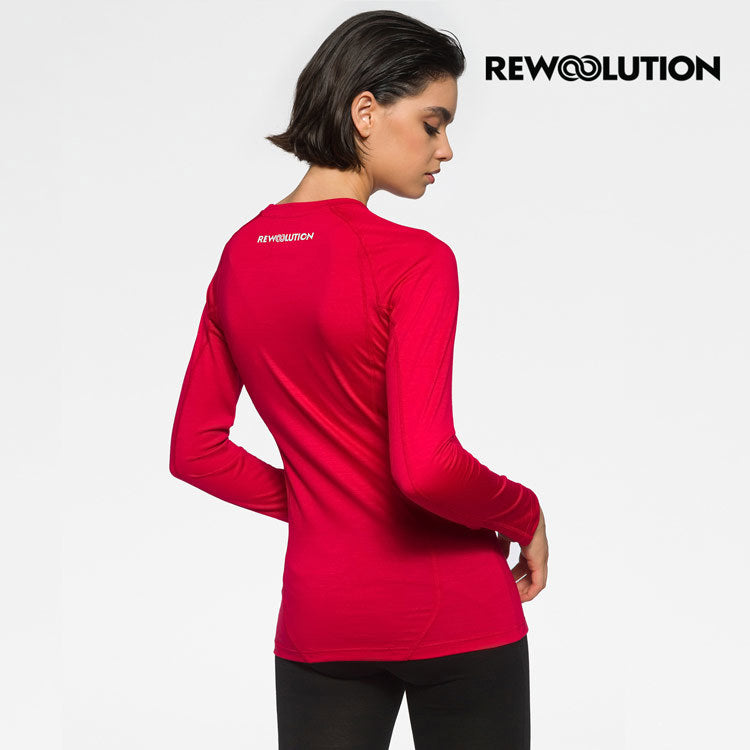 REWOOLUTION - 【Rewoolution】女 WIKI 190g長袖T恤(寶石紅)羊毛衣 T恤 登山必備 吸濕排汗|WC70305|M1 W0200 J19