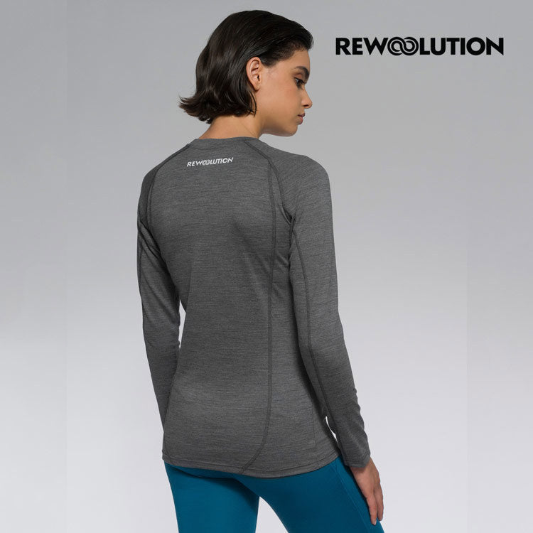 REWOOLUTION - 【Rewoolution】女 WIKI 190g長袖T恤(碳灰)-羊毛衣 T恤 登山必備 吸濕排汗|WC703|