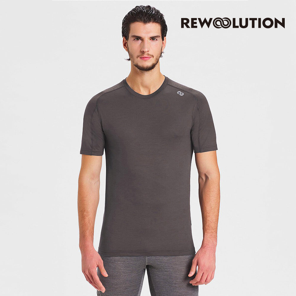 REWOOLUTION - 【Rewoolution】男 HERO 140g短袖T恤(深灰褐色)羊毛衣 T恤 登山必備 吸濕排汗|DB1MC503|M1M0100J14