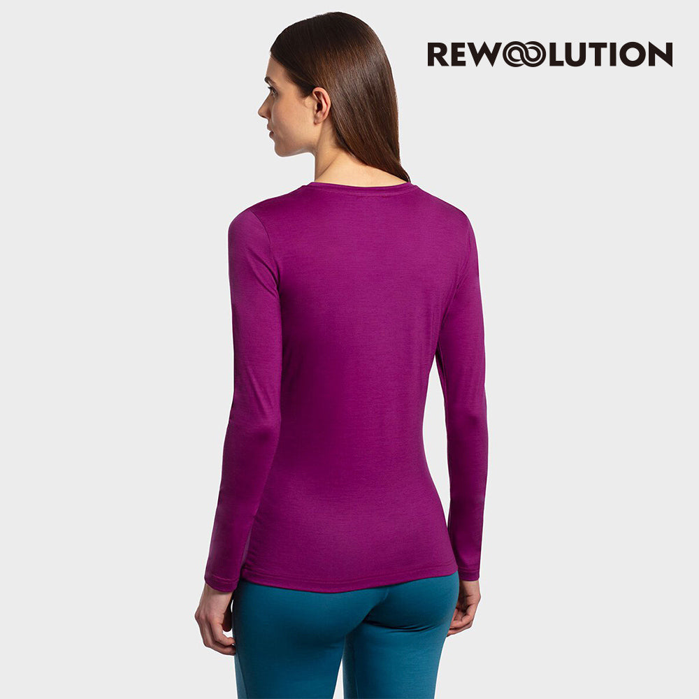 REWOOLUTION - 【Rewoolution】女 BERRY 140g長袖T恤 (梅洛紅) 羊毛衣 T恤 登山必備 吸濕排汗| WC71107|M1W0225J14