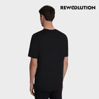 REWOOLUTION - 【Rewoolution】男 LOGOTYPE 140g短袖印花T恤(黑色) 短袖羊毛衣|CB1MC512 M1M010RJ14