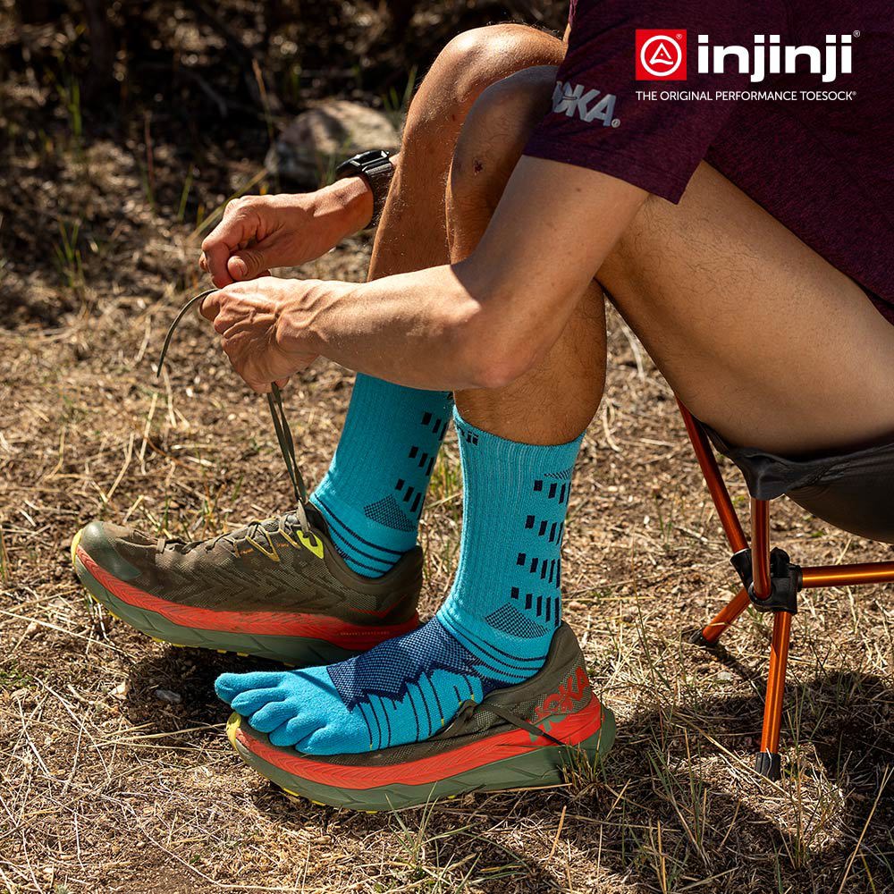 Injinji - 【injinji】Ultra Run終極系列五趾中筒襪 (太平洋藍) - NAA67 56 | 吸濕排汗 輕量透氣 避震緩衝 全馬 超馬 慢跑長跑 馬拉松襪