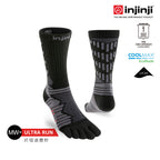Injinji - 【injinji】Ultra Run終極系列五趾中筒襪 (碳黑) - NAA6795 | 吸濕排汗 輕量透氣 避震緩衝 全馬 超馬 慢跑長跑 馬拉松襪
