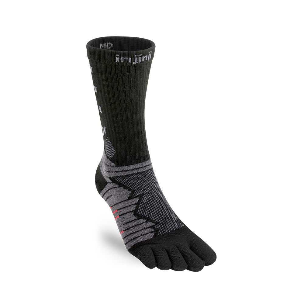 Injinji - 【injinji】Ultra Run終極系列五趾中筒襪 (碳黑) - NAA6795 | 吸濕排汗 輕量透氣 避震緩衝 全馬 超馬 慢跑長跑 馬拉松襪
