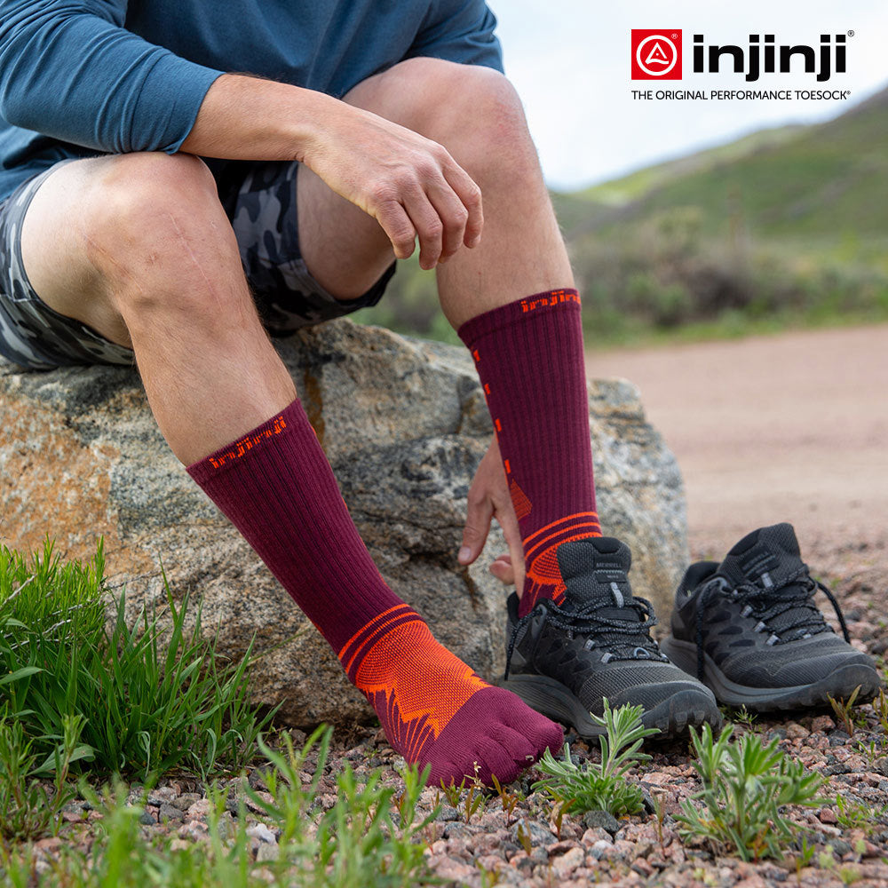 Injinji - 【injinji】Ultra Run終極系列五趾中筒襪 (桃花心木) - NAA6708 | 吸濕排汗 輕量透氣 避震緩衝 全馬 超馬 慢跑長跑 馬拉松襪