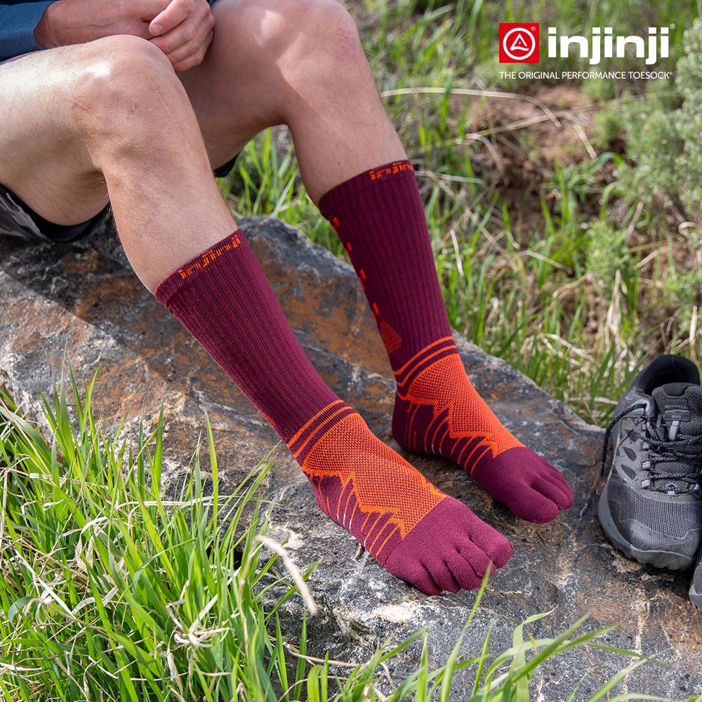 Injinji - 【injinji】Ultra Run終極系列五趾中筒襪 (桃花心木) - NAA6708 | 吸濕排汗 輕量透氣 避震緩衝 全馬 超馬 慢跑長跑 馬拉松襪
