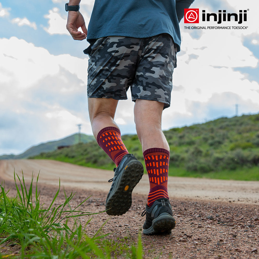 Injinji - 【injinji】Ultra Run終極系列五趾中筒襪 (桃花心木) - NAA6708 | 吸濕排汗 輕量透氣 避震緩衝 全馬 超馬 慢跑長跑 馬拉松襪